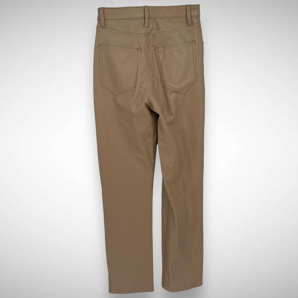 Abercrombie & Fitch Women's 4 90s Straight Ultra High Rise Faux Leather Pant Tan - Picture 5 of 12